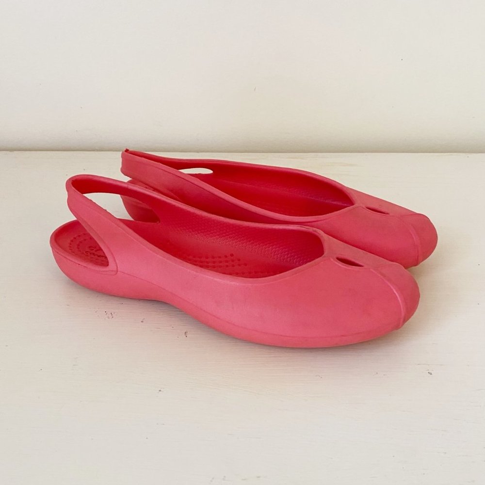 Crocs Women's Olivia II Pink Ballet Flat Slingback Shoes, 5